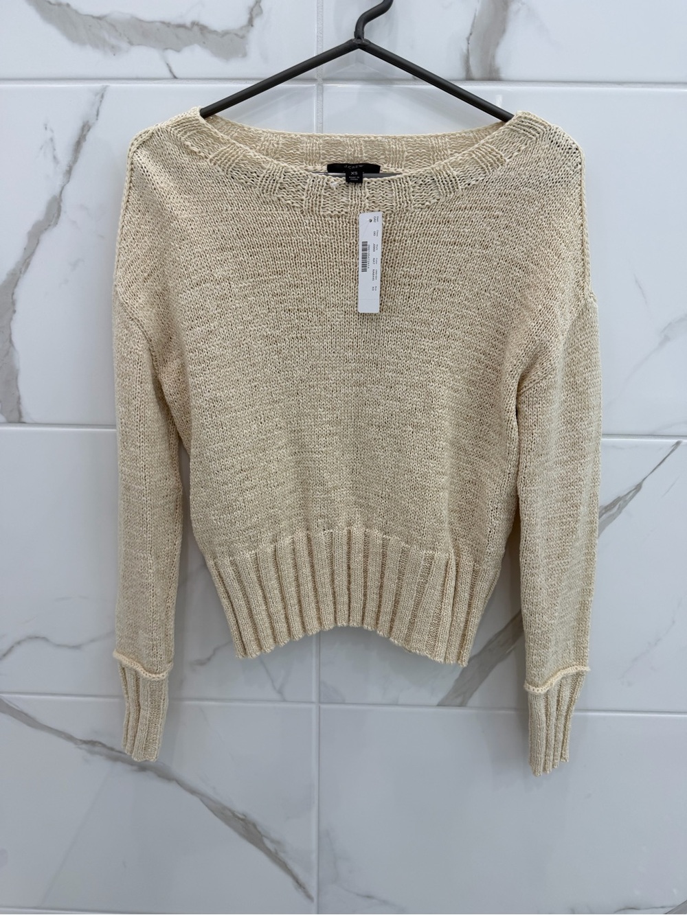 J. Crew Cream Scoop-Neck Knit Sweater